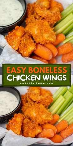 This homemade boneless chicken wing recipe is the answer! Flavorful with minimal effort, this recipe uses skinless chicken breast thighs, or tenderloins. Plus, it has a delicious sauce making this crispy buffalo wings the perfect Super Bowl party food idea too! Wingstop Boneless Wings Recipe, Baked Boneless Wings, Homemade Boneless Wings, Boneless Wings Recipe, Boneless Chicken Wings Recipe, Boneless Buffalo Chicken, Boneless Wing Recipes, Boneless Buffalo Wings, Healthy Chicken Wings