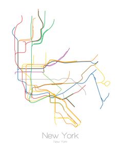 the new york subway map is shown in red, yellow, and blue colors on a white background