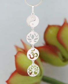 Lotus, Yin Yang, Tree of Life, Om Pendant in Sterling Silver – Buddha Groove Tree Of Life Yin Yang, Silver Earrings Outfit, Powerful Symbols, Om Pendant, Silver Jewelry Diy, Lotus Jewelry, Om Symbol, Fine Silver Jewelry, Silver Jewelry Design