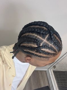 Dyed Cornrows, Guy Cornrows Braids, Guy Cornrows, Cornrows Aesthetic Men, Man Cornrows Style Full Head, Cornrows Guys, 4 Cornrows Braids