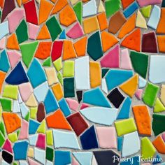 colorful mosaic tiles with different colors and shapes