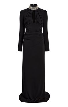 Dress to impress in our stunning Kimbra Gown. With its high neck, embellished details, and keyhole cutout, this gown is designed to make a statement. The long sleeves and full length provide a touch of elegance, while the Superstretch fabric ensures a comfortable and flattering fit. Perfect for any special occasion, this black gown will have you feeling confident and stylish. Details Hidden zipper on back Fabric: SuperstretchBodycon SilhouetteEmbellished detail Long sleeve Content and Care 85% Polyester 15% SpandexDry CleanImported Measurements 64.5in/163.83cm from shoulderMeasurements from size 4 Skirt Coverup, Short Denim Skirt, Evening Tops, Feeling Confident, Denim Outerwear, Black Gown, Tank Top Camisole, Knitted Tank Top, Top Sales