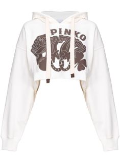 Find PINKO Y2k Cards Cotton Cropped Hoodie on Editorialist. white cotton graphic print to the front logo print to the front drawstring hood drop shoulder long sleeves ribbed cuffs raw-cut hem cropped White Cropped Zip Up Hoodie, Pink Y2k Cropped Crew Neck T-shirt, Extreme Cropped Hoodie, Super Cropped Hoodie Pink, Farfetch Cropped Sweater, Hoodie White, Dinner Outfits, Exclusive Fashion, Casual Dinner Outfit