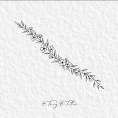 a line drawing of flowers and leaves with the words,'tiny b floss '