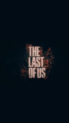 the last of us logo on a black background with red and orange flames around it