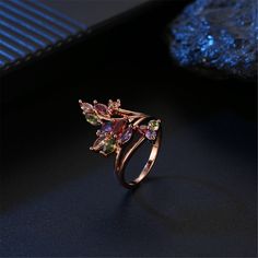 You can take your nine-to-five look to ethereal heights instantly with this 18-karat rose gold-plated ring embellished with cubic zirconia. Face: 0.24'' W 18k rose gold-plated copper / cubic zirconia Rose Gold Cubic Zirconia Crystal Ring For Party, Rose Gold Open Ring Crystal For Party, Rose Gold Open Crystal Ring For Party, Rose Gold Open Ring For Party, Rose Gold Cubic Zirconia Rings For Parties, Elegant Rose Gold Flower Ring For Party, Gold Plated Rings, Jewel Tones, 18k Rose Gold