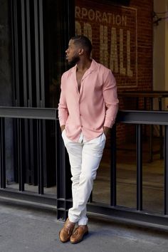 Mauve Outfit, Aruba Trip, Pink Shirt Outfit, Dress Man, Black Men Fashion Urban, Brunch Outfits, Man Dress, Shirt Outfit Men