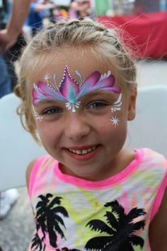 Mermaid Face Paint, Face Painting Unicorn, Princess Face Painting, Fairy Face Paint, Halloweenský Makeup, Girl Face Painting, Face Painting Tutorials, Princess Face, Festival Face