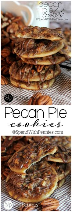 pecan pie is stacked on top of each other