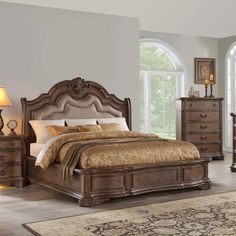 Tulsa Bedroom Set, Bedroom Set, Avalon Furniture - Adams Furniture Ornate Bedroom, 57 Chevy Trucks, Style Bedding, My Dream Bedroom, 57 Chevy, Bed Wood, Upholstered Panel Bed, King Bedroom Sets, Standard Bed