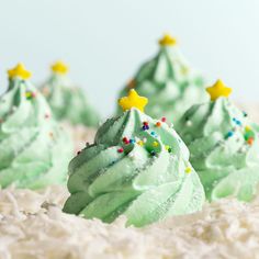 green frosted christmas trees with sprinkles on top