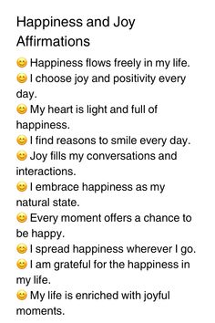 a poem with the words happiness and joy affirmitions