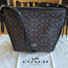 Coach Dufflette Hobo Black W/Dustbag 10" Tall, 9" Wide At Bottom & 12" Wide At Top 1 Zipper & 1 Slip Pocket Inside Coach New York, Bags Coach, Coach Bags, Inside Pocket, Dust Bag, Bag Lady, Zipper, Women Shopping, Black