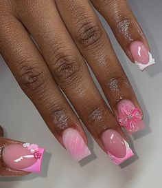 Short Acrylic Nails Inspiration, Retro Nails, French Tip Acrylic Nails, Bling Acrylic Nails