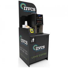 an in - store coffee vending machine with the words nycs on it's side