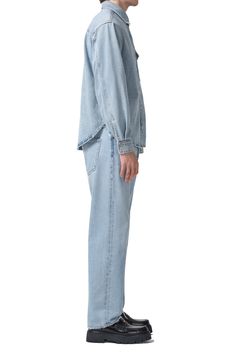 A faded wash and relaxed fit define these retro-inspired jeans cut from nonstretch organic-cotton denim. 29" inseam; 17 1/2" leg opening; 13 1/4" front rise 100% organic cotton Machine wash, tumble dry Made in Turkey Relaxed Fit Wide Leg Flare Jeans In Recycled Denim, Relaxed Fit Washed Blue Cropped Flare Jeans, Casual Flare Jeans In Faded Recycled Denim, Casual Faded Recycled Denim Flare Jeans, Relaxed Fit Recycled Denim Jeans With Frayed Hem, Relaxed Fit Jeans With Frayed Hem In Rigid Denim, Relaxed Fit Washed Blue Jeans With Frayed Hem, Relaxed Fit Jeans With Frayed Hem In Recycled Denim, Relaxed Fit Recycled Denim Jeans With Straight Hem