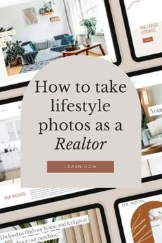 the words create a website for your real estate brand are shown in front of pictures