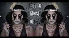 Flapper Ghost Makeup, Dead Flapper Makeup, Ghost Flapper Costume, Zombie Flapper Makeup, Zombie Flapper Costume, Flapper Halloween Makeup, Zombie Flapper, Pin Up Girl Halloween, Gatsby Makeup