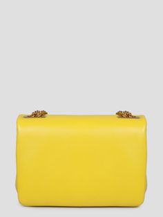 One Stud Shoulder Bag Yellow Leather Bag With Chain Strap, Yellow Flap Shoulder Bag For Evening, Yellow Shoulder Flap Bag For Evening, Yellow Evening Flap Shoulder Bag, Formal Yellow Shoulder Bag With Chain Strap, Luxury Yellow Satchel For Evening, Elegant Yellow Box Bag For Formal Occasions, Elegant Formal Yellow Box Bag, Elegant Yellow Formal Box Bag