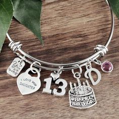 13th Birthday Girl Bracelet Gift. Bar Necklace Layered, Gifts For 18th Birthday, Portrait Jewelry, 13 Birthday, 13th Birthday Gifts, Engraved Bar Necklace, Mens Keychains, Number 13, 13th Birthday Parties