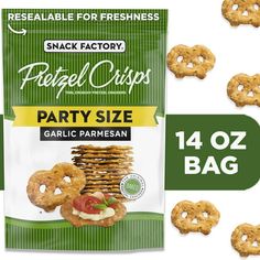 snack factory party size garlic parmesan crackers, 14oz bag pack of 12