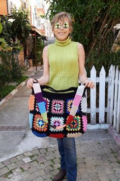 It is a durable bag because I use 100% cotton rope 🤗 I use 30 different colors, the motif sequences can change color, which makes each bag a special design for you 🤗 You can use it comfortably in 4 seasons, the handles of the bag are EXRA reinforced, the long handle of the bag is useful and comfortable, frankly, I am very pleased with this big handle I use myself. I am very comfortable🤗  You can use it without lining easily, but I have prepared 2 large pockets + 1 phone pocket made of cotton fabric so that you can choose it with lining, if you want, you can choose it with lining🤗 The other handle that we put on a coke is comfortable and wide🤗 . BAG DIMENSIONS: 50 cm inches 19.68 Height = 35 cm inches 13 .77 Long handle=95 cm inches 37.40 INSTRUCTIONS: Hand wash (max. 36F/30C) and lay Casual Square Crochet Cotton Bag, Casual Square Cotton Crochet Bag, Casual Cotton Crochet Square Bag, Casual Rectangular Crochet Bag For Market, Casual Crochet Bag With Granny Square For Daily Use, Casual Crochet Bag With Granny Square, Granny Square Tote Beach Bag, Multicolor Crochet Cotton Tote Bag, Multicolor Cotton Crochet Tote Bag