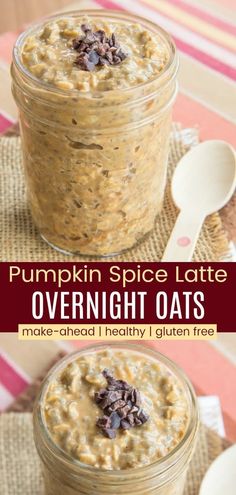 pumpkin spice latte overnight oats in a jar