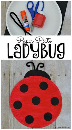 paper plate ladybug craft with scissors and glue