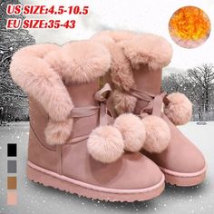 Item Type:BootsUpper Material:FlockBoot Height:AnkleClosure Type:Slip-OnBoot Type:Snow BootsToe Shape:Round ToeHeel Height:Low (1cm-3cm)Heel Type:Flat withSeason:WinterInsole Material:RubberPattern Type:SolidOutsole Material:RubberWith Platforms:YesPlatform Height:0-3cmLining Material:PlushShaft Material:FlockFashion Element:SewingSize:Foot length range Shoes insole length US EUR20.6-21cm(8.11-8.27in) = 21cm（=8.27in） =2.5 =3221.1-21.5cm(8.31-8.46in) =21.5cm（=8.46in） =3 =3321.6-22cm（8.50-8.66in) Plus Size Snow, Boots Plus Size, Winter Boots Outfits, Boots Fur, Wool Shoes, Cheap Boots, Clueless Outfits, Comfy Socks, Shoes Sandals Heels