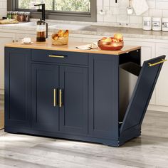 a kitchen island with an open door in the middle