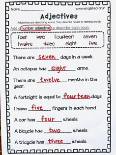 a printable worksheet with words and pictures on it