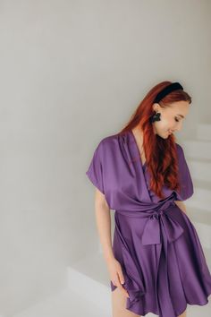 Luxurious feeling dresses are here! Made with the softest fabric, these satin wrap dresses offer the elegance of silk with the ease of care you deserve. And yes, you read that right--it's a wrap dress! It's incredibly easy to wear, and you won't need to worry about minor size changes. ✨ Why You'll Love It: Effortless Fit: The wrap style allows for easy adjustments, ensuring a perfect fit even as sizes change. Versatile Wear: Dress it up for a night out or style it casually for brunch--this dress Wedding Guest Dress Purple, Dress For Wedding Guest, Purple Satin Dress, Mini Dress Elegant, Belted Wrap Dress, Satin Wrap Dress, Dress For Wedding, Purple Satin, Dress Purple