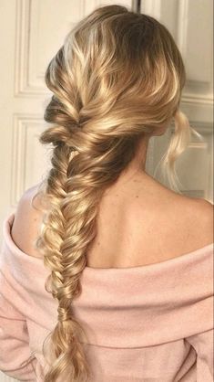 Formal Fishtail Braid, Fancy Braided Hairstyles Prom, Prom Hair Dos, Formal Braided Hairstyles, Hair Stylies, Long Blonde Hair, Fish Tail Braid