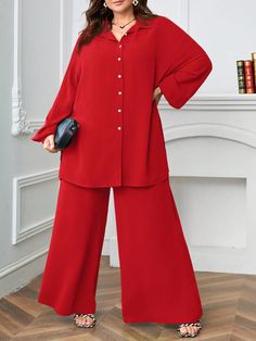 Red Casual Collar   Plain  Embellished Non-Stretch Spring/Fall Women Plus Clothing Shirt Trouser Women Pakistani, White And Royal Blue Outfit, Sleeves And Pant Designs For Suits, Coat Set Design, Pakistani Co Ord Sets, Long Shirts For Women Pakistani, Coat Set For Women, Pakistani Gowns, Co Ords Outfits