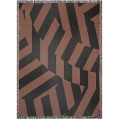 a brown and black rug with an abstract design