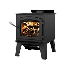 Drolet Austral III Wood Stove Left Side View With Flame On A White Background High Efficiency Wood Stove, Refractory Brick, Pellet Stove, Canned Heat, The Embrace, Installation Manual, House Remodel, Iron Doors, Types Of Doors