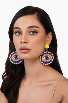 The Eye See You Earrings are the perfect way to add a touch of colour to any outfit. The intricate hand-beaded detail makes them a truly unique piece of jewellery. We love that pop of yellow and the scallop details handbeaded to perfection. Perfect for brunches and getaways, these make for a great addition to your jewellery box. Style with your favourite dresses to have all eyes on you while warding off the evil eye. Handmade by artisans in India. Evil Eye Beaded Earrings Hand-beaded Fringed Det Pop Of Yellow, Evil Eye Earrings, Interesting People, Eye Earrings, Photos Of Women, Bold Prints, All About Eyes, Hand Beading, Favorite Dress