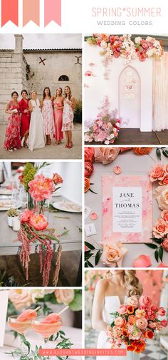 pink and orange wedding color palettes