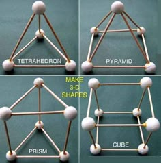 four pictures showing different shapes and sizes of the same object, including one with balls on it