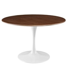 Lippa 47 Walnut Dining Table Tulip Table Walnut Top, Wood Dining Table Modern, Tulip Dining Table, Round Dining Room, Tulip Table, Contemporary Dining Table, Contemporary Modern Furniture, Walnut Dining Table, Marble Dining