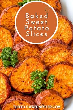 Baked Sweet Potato Slices are the perfect side dish for your holiday meal or an after-school snack. Baked sliced sweet potatoes are thinly sliced and baked until they are golden brown and tender. Savory Sweet Potato Recipes, Baked Sweet Potato Slices, Sweet Potato Rounds, Sweet Potato Oven, Potato Rounds, Sweet Potato Side Dish, Sweet Potato Sides, Oven Roasted Sweet Potatoes, Sweet Potato Recipes Healthy