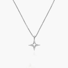 Northern Star Necklace with engraving - Silver Fine Jewelry Sterling Silver Star Shaped Necklace, Northern Star Necklace, Silver Star-shaped Necklace For Formal Occasions, Sterling Silver Star-shaped Engraved Necklace, Silver Star-shaped Adjustable Necklace, Star Earrings Stud, Silver Engraving, Black Jewelry, Star Studs