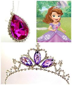 Sofia The first New Look-  Pink Amulet PRINCESS SOFIA  Crown & Princess Sofia Necklace The Perfect C Sofia The First Room, Sofia Amulet, Disney Princess Jewelry, Disney Princess Sofia, Minnie Mouse Toys, Princess Stories, Sofia The First Birthday Party, Sofia Party, Princess Toys