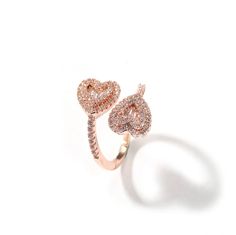 Style: Heart Metal material: Brass Plating: Rhodium (silver)/18k gold plated Color options: Silver, Gold, Rose gold Stones: High quality cubic zirconia Dimension: 10mm Additional details Adjustable Double Heart Ring, Cz Bracelet, Circle Ring, Ring Pictures, Rose Gold Color, High Quality Jewelry, Adjustable Rings, Meaningful Gifts, Rose Gold Ring