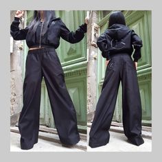 This Womens Pants item by AngelBySilvia has 81 favorites from Etsy shoppers. Ships from Bulgaria. Listed on Sep 15, 2022 Black Pants Baggy, Women Black Pants, Outfit Wide Leg, Cotton Textiles, Drawing Hair, Woman Outfit, Outwear Women, Wide Trousers, Baggy Trousers