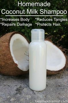 Coconut Milk Shampoo Diy, Coconut Milk Shampoo And Conditioner, Diy Shampoo For Oily Hair, Homemade Shampoo For Curly Hair, Diy Natural Shampoo Recipes