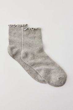 A sweet take on the essential ribbed knit socks, this pair of lightweight socks has a ruffled lettuce edge. Features Lettuce-edge ribbed socks Essential ribbed knit socks Lightweight feel Femme lettuce edges Content + Care 70% Cotton, 28% polyester, 2% spandex Machine wash Imported Size Crew sock length | Lettuce-Edge Ribbed Sock in Grey, Women's at Urban Outfitters Bdg Jeans, Brand Sale, Lettuce, Jeans For Sale, Knitting Socks, Crew Socks, Women's Accessories, Ribbed Knit, Color Coding