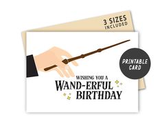 a harry potter birthday card with the words, wishing you a wand - erful birthday