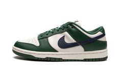 The Women’s Nike Dunk Low "Gorge Green" is a women’s-exclusive colorway of the vintage basketball shoe that’s reminiscent of the model’s “Spartan Green” design, but with a few subtle differences.  The “Gorge Green” features the same white-and-green color block as the “Spartan Green” Dunk, but with a navy leather Swoosh on the sides instead of a green Swoosh.  More specifically, the “Gorge Green” has a white leather base and Gorge Green leather overlays.  Navy “Nike” branding is embroidered on th Adidas Sl 72, Black Tongue, Nike X Travis Scott, Retro Basketball Shoes, Dr Shoes, Adidas Spezial, Dunks Nike, Green Sneakers, Nike Brand