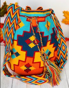 Fall Colors Crossbody Crochet Bag | Bohemian Bags for women | Fall Boho Bag |Wayuu Boho Style Bag, Crochet Boho Bag, Bohemian Bag, Sports Outfit, Boho Chic Style, Bohemian Bags, Wayuu Bag, Sunset Summer, Yellow Turquoise